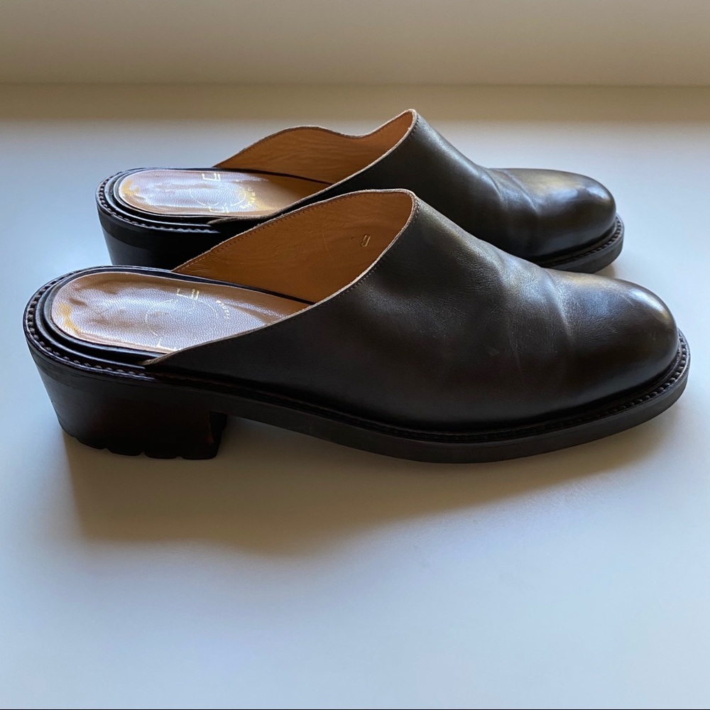 Vintage Espace leather mules, handmade in France